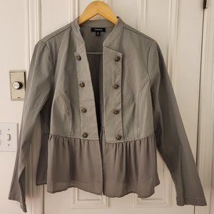 Torrid Kaki Jacket with Flowy Skirt and Military Buttons sz 0